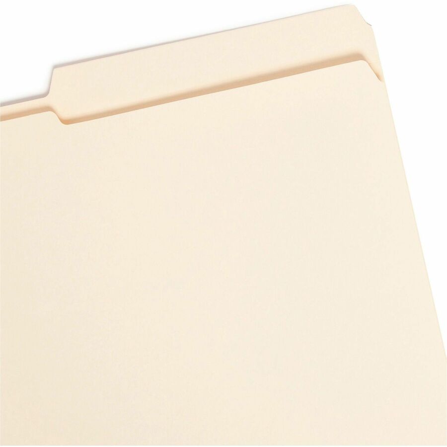 Smead 2/5 Tab Cut Legal Recycled Top Tab File Folder - 8 1/2" x 14" - 3/4" Expansion - Top Tab Location - Right Tab Position - 11 pt. - 2 Plys - Manila - Rounded Corner, Durable, Reinforced Tab - 10% Recycled - 100 / Box