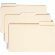 8 1/2" x 14" - 1 1/2" Expansion - Top Tab Location - Assorted Tab Position - 14 pt. - 2 Plys - Manila - 10% Recycled - 50 / Box