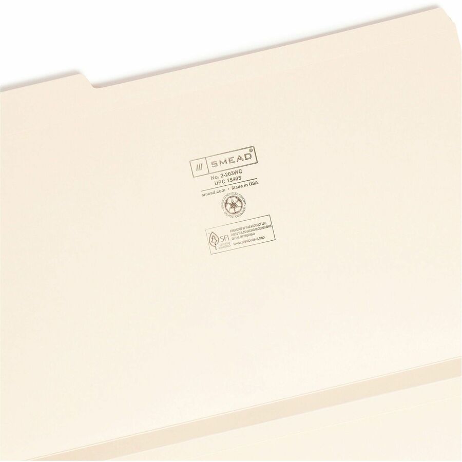 8 1/2" x 14" - 1 1/2" Expansion - Top Tab Location - Assorted Tab Position - 14 pt. - 2 Plys - Manila - 10% Recycled - 50 / Box