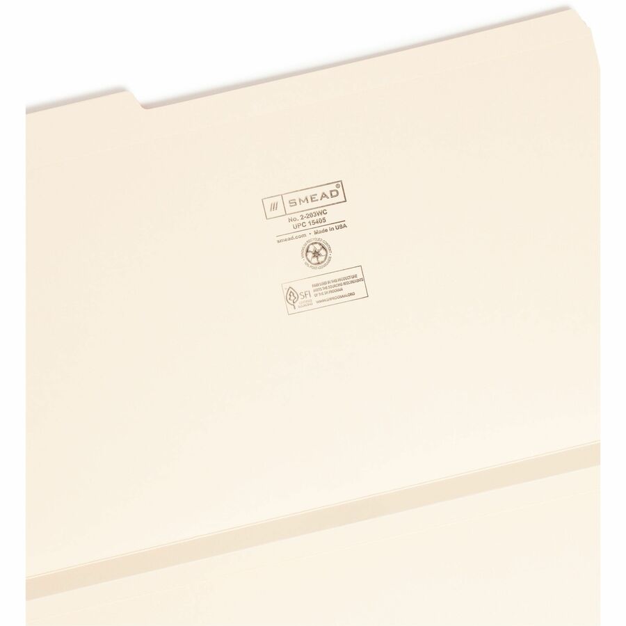 8 1/2" x 14" - 1 1/2" Expansion - Top Tab Location - Assorted Tab Position - 14 pt. - 2 Plys - Manila - 10% Recycled - 50 / Box