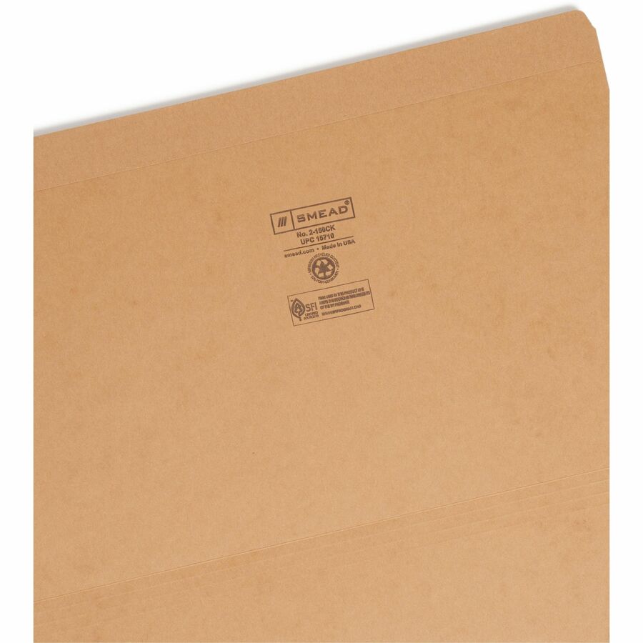 Smead Straight Tab Cut Legal Recycled Top Tab File Folder - 8 1/2" x 14" - 11 pt. - 2 Plys - Kraft - 10% Recycled - 100 / Box