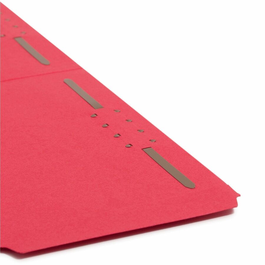 Smead Colored 1/3 Tab Cut Legal Recycled Fastener Folder - 8 1/2" x 14" - 3/4" Expansion - 2 x 2K Fastener(s) - 2" for Folder - Top Tab Location - Assorted Tab Position - 11 pt. - 2 Plys - Red - Reinforced Tab - 10% Recycled - 50 / Box