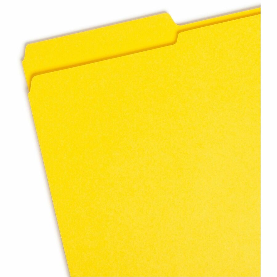 Smead Colored 1/3 Tab Cut Legal Recycled Top Tab File Folder - 8 1/2" x 14" - 3/4" Expansion - Top Tab Location - Assorted Tab Position - 11 pt. - 2 Plys - Yellow - 10% Recycled - 100 / Box
