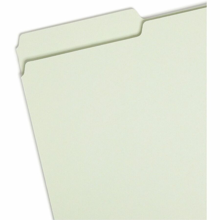 Smead 1/3 Tab Cut Legal Recycled Top Tab File Folder - 8 1/2" x 14" - 1" Expansion - Top Tab Location - Assorted Tab Position - 25 pt. - Pressboard - Gray, Green - Heavy Duty, Rounded Corner, Wear Resistant, Tear Resistant - 100% Recycled - 25 / Box
