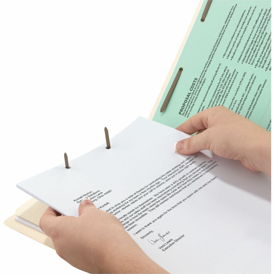 Smead 2/5 Tab Cut Legal Recycled Classification Folder - 8 1/2" x 14" - 2" Expansion - 2 x 2B Fastener(s) - 2" for Folder - Top Tab Location - Right of Center Tab Position - 1 Divider(s) - 18 pt. - 2 Plys - Manila - 10% Recycled - 10 / Box