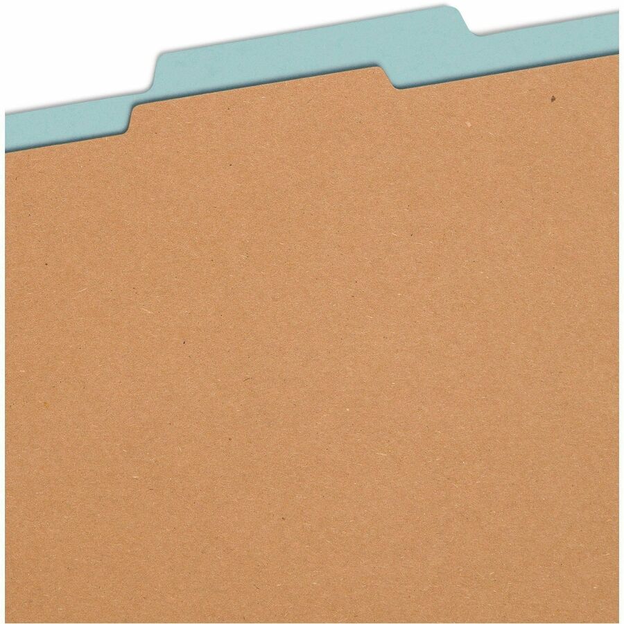 Smead SafeSHIELD 2/5 Tab Cut Legal Classification Folders, 8.5" x 14", 2" Expansion, 2 Fasteners, 1 Divider, 25 pt. Pressboard, Blue, 100% Recycled, 10/Box