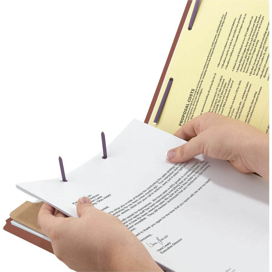 Smead SafeSHIELD 2/5 Tab Cut Legal Recycled Classification Folder, 8 1/2" x 14", 2" Expansion, 1 Divider, Red, Heavy Duty, Tear Resistant, 100% Recycled, 10/Box
