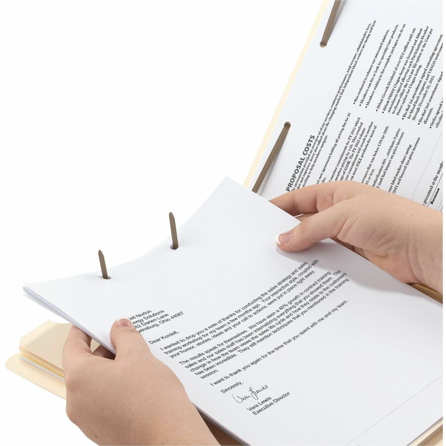 Smead 2/5 Tab Cut Legal Recycled Classification Folder - 8 1/2" x 14" - 2" Expansion - 2 x 2B Fastener(s) - 2" for Folder - Top Tab Location - Right of Center Tab Position - 2 Divider(s) - 18 pt. - 2 Plys - Manila - 10% Recycled - 10 / Box