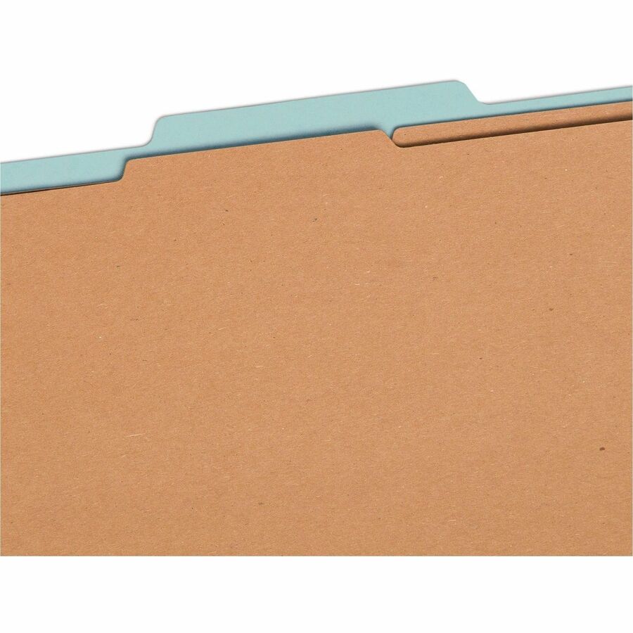 Smead SafeSHIELD 2/5 Tab Cut Legal Recycled Classification Folder, 8 1/2" x 14", 2" Expansion, 2 Fasteners, 2 Dividers, 25 pt. Pressboard, Blue, 100% Recycled, 10/Box