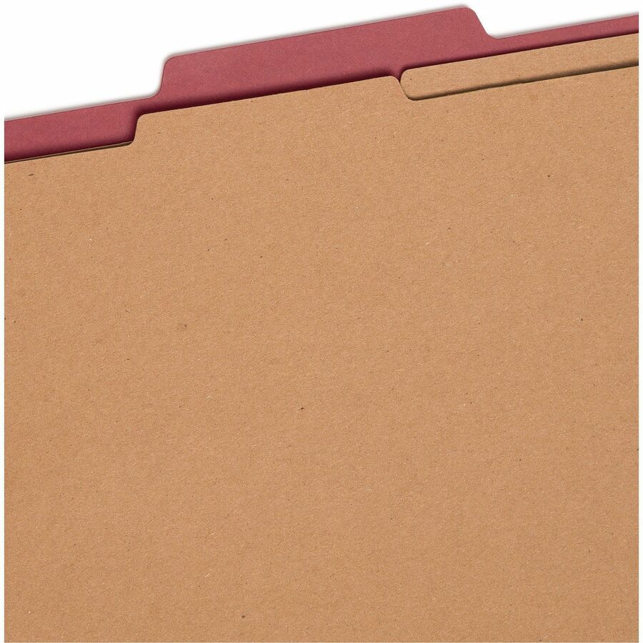 Smead SafeSHIELD 2/5 Tab Cut Legal Classification Folders, 2 Dividers, 2" Expansion, Bright Red, 100% Recycled, Heavy Duty, Tear Resistant, 8.5" x 14", 10/Box
