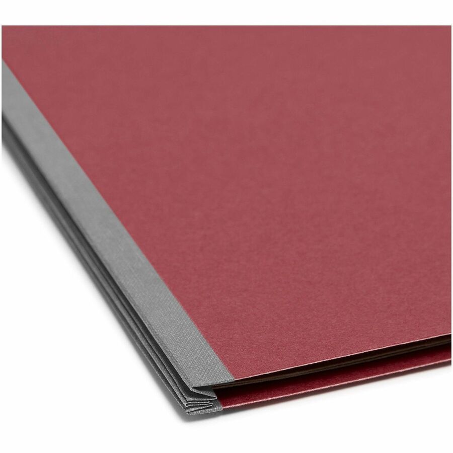 Smead SafeSHIELD 2/5 Tab Cut Legal Classification Folders, 2 Dividers, 2" Expansion, Bright Red, 100% Recycled, Heavy Duty, Tear Resistant, 8.5" x 14", 10/Box