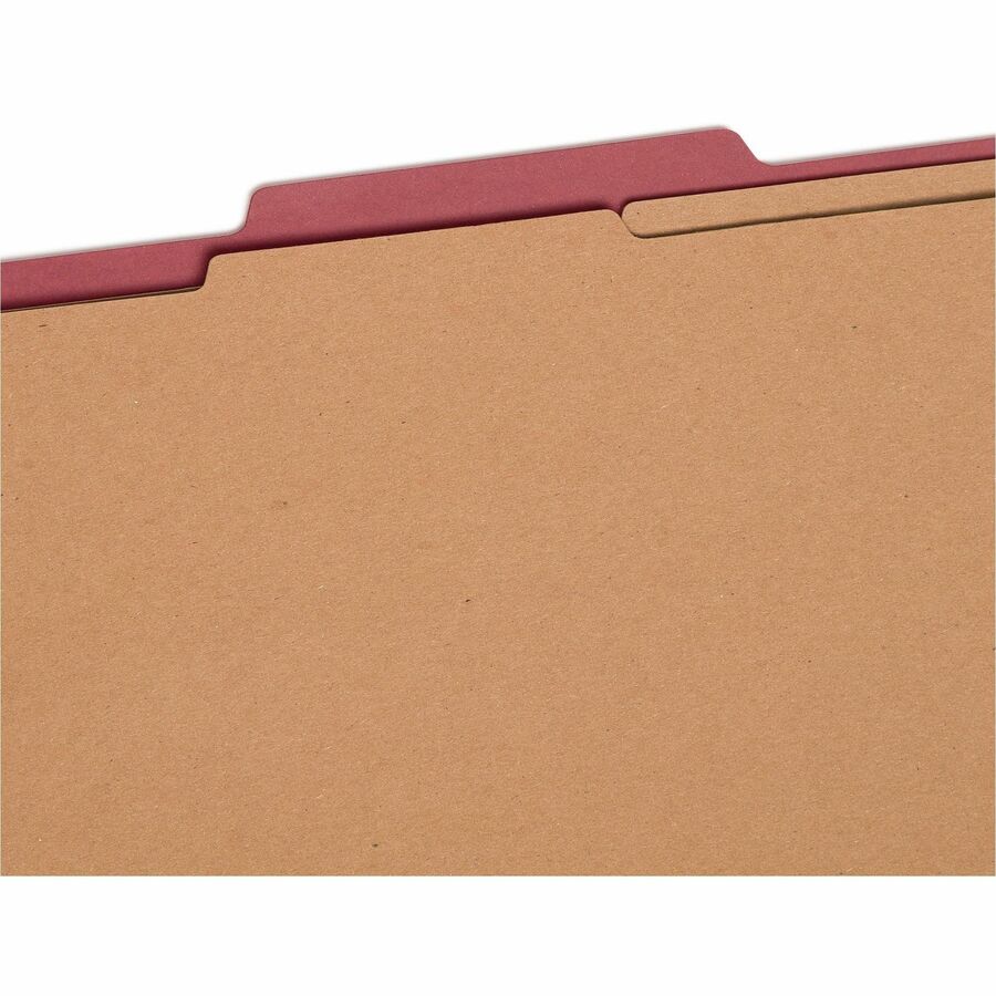 Smead SafeSHIELD 2/5 Tab Cut Legal Classification Folders, 2 Dividers, 2" Expansion, Bright Red, 100% Recycled, Heavy Duty, Tear Resistant, 8.5" x 14", 10/Box