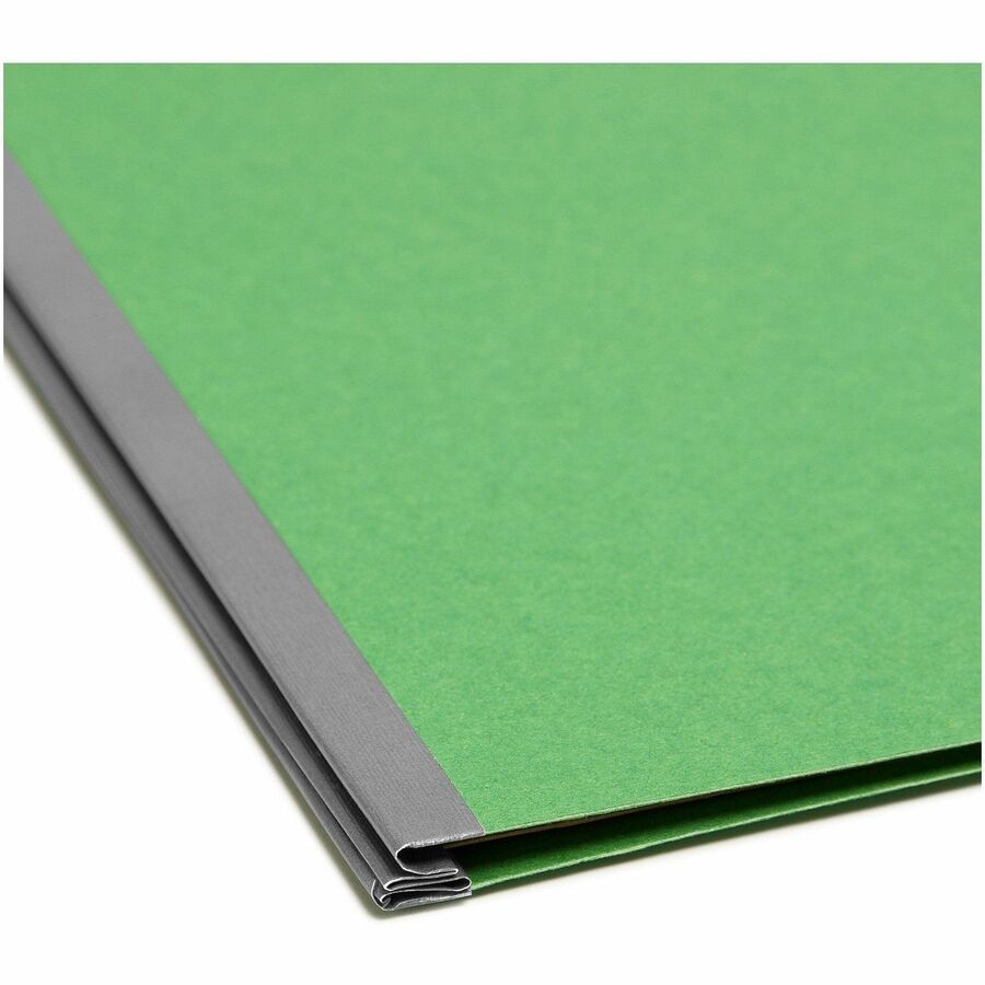 Smead SafeSHIELD 2/5 Tab Cut Legal Classification Folder, 8.5" x 14", 2" Expansion, 2 Fasteners, 2 Dividers, 25 pt. Pressboard, Green, 100% Recycled, 10/Box