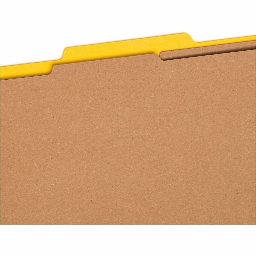 Smead SafeSHIELD 2/5 Tab Cut Legal Classification Folders, 2 Dividers, 2" Expansion, 2 Fasteners, Yellow, 100% Recycled, 8.5" x 14", 10/Box
