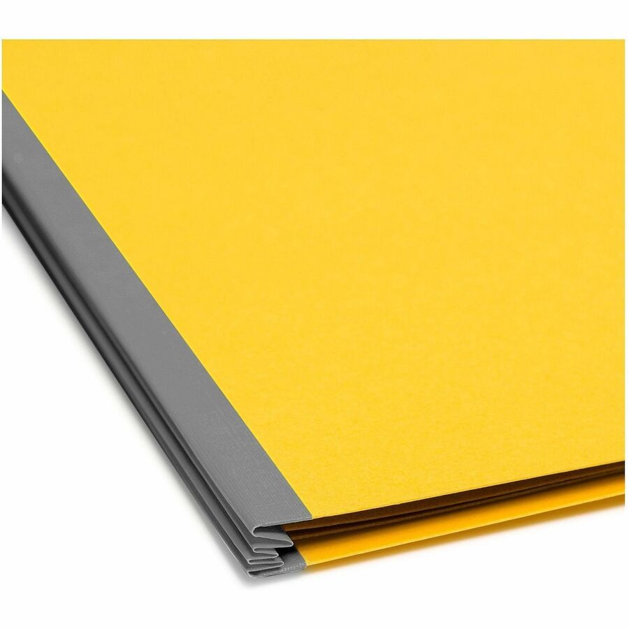 Smead SafeSHIELD 2/5 Tab Cut Legal Classification Folders, 2 Dividers, 2" Expansion, 2 Fasteners, Yellow, 100% Recycled, 8.5" x 14", 10/Box