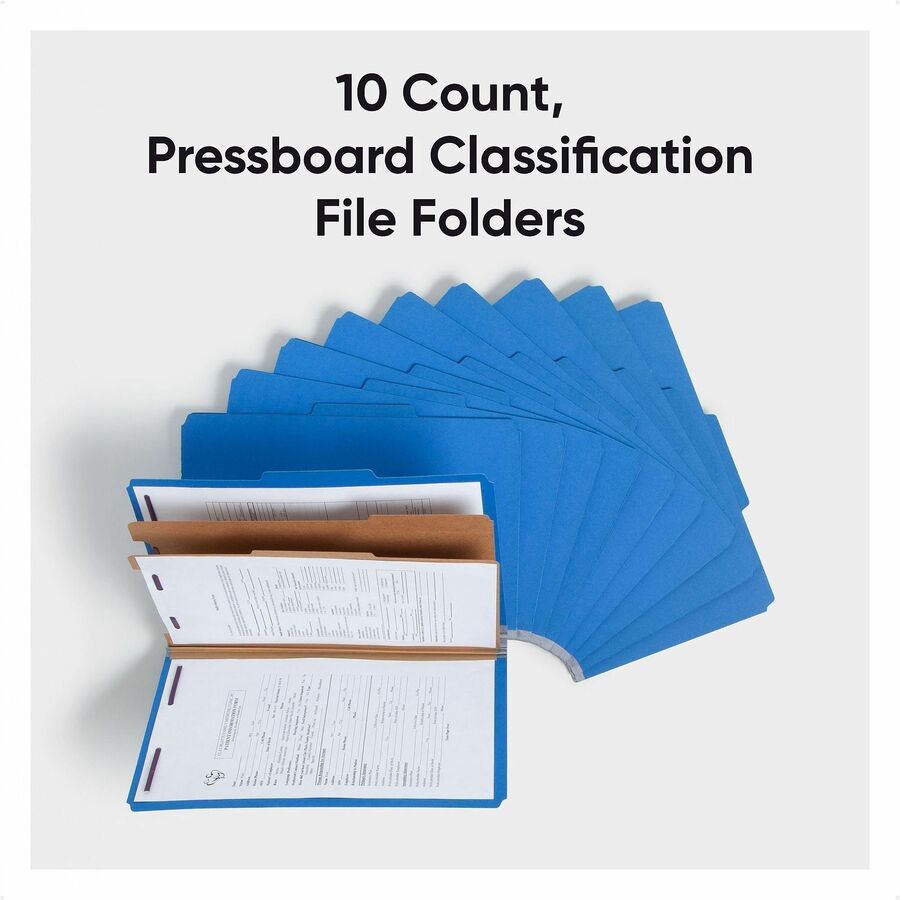Smead SafeSHIELD 2/5 Tab Cut Legal Recycled Classification Folder, 2 Dividers, 2" Expansion, Dark Blue, Heavy Duty, Tear Resistant, 100% Recycled, 8.5" x 14", 10/Box