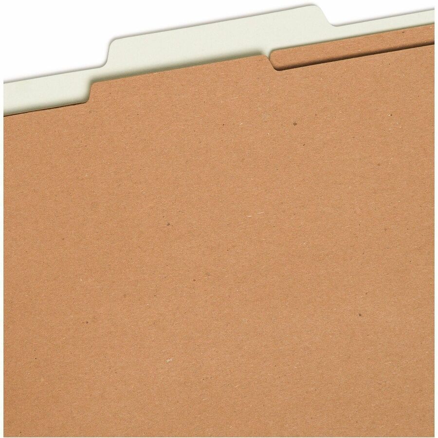 Smead SafeSHIELD 2/5 Tab Cut Legal Recycled Classification Folder, 8.5" x 14", 2" Expansion, 2 Fasteners, 2 Dividers, Pressboard, Gray/Green, Heavy Duty, Tear Resistant, 100% Recycled, 10/Box