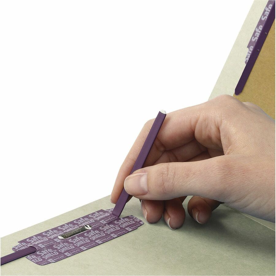 Smead SafeSHIELD 2/5 Tab Cut Legal Recycled Classification Folder, 8.5" x 14", 2" Expansion, 2 Fasteners, 2 Dividers, Pressboard, Gray/Green, Heavy Duty, Tear Resistant, 100% Recycled, 10/Box