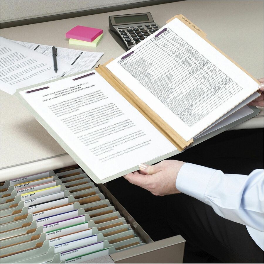 Smead SafeSHIELD 2/5 Tab Cut Legal Recycled Classification Folder, 8.5" x 14", 2" Expansion, 2 Fasteners, 2 Dividers, Pressboard, Gray/Green, Heavy Duty, Tear Resistant, 100% Recycled, 10/Box
