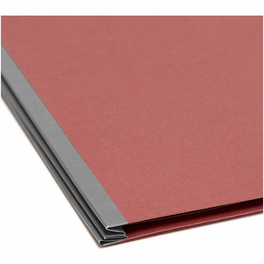 Smead SafeSHIELD 2/5 Tab Cut Legal Recycled Classification Folder, 8 1/2" x 14", 2" Expansion, 2 Fasteners, 2 Pockets, 2 Dividers, Red, Heavy Duty, Tear Resistant, 100% Recycled, 10/Box