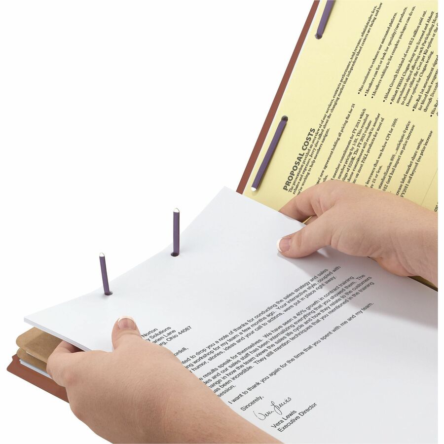Smead SafeSHIELD 2/5 Tab Cut Legal Recycled Classification Folder, 8 1/2" x 14", 2" Expansion, 2 Fasteners, 2 Pockets, 2 Dividers, Red, Heavy Duty, Tear Resistant, 100% Recycled, 10/Box