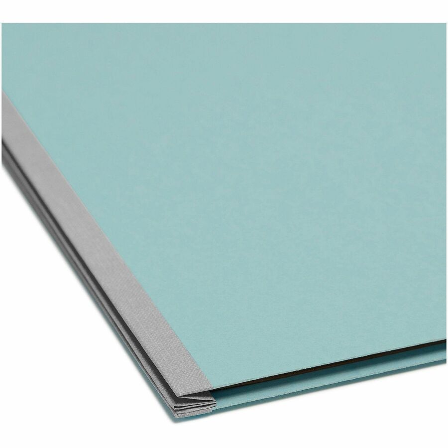Smead SafeSHIELD 2/5 Tab Cut Legal Classification Folder, 8.5" x 14", 2" Expansion, 2 Fasteners, 2 Pockets, 2 Dividers, 25 pt. Blue, 100% Recycled, 10/Box
