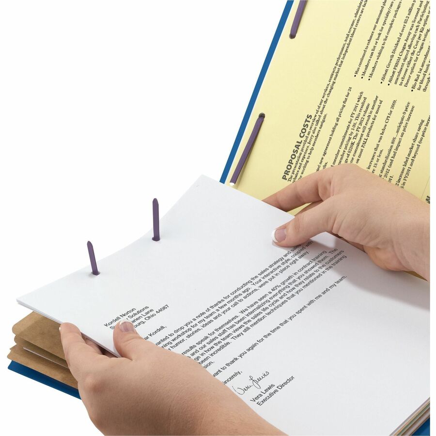 Smead SafeSHIELD 2/5 Tab Cut Legal Classification Folders, 3 Dividers, 2 Fasteners, 3" Expansion, 25 pt. Pressboard, Dark Blue, 100% Recycled, 10/Box