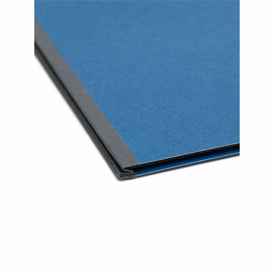 Smead SafeSHIELD 2/5 Tab Cut Legal Classification Folders, 3 Dividers, 2 Fasteners, 3" Expansion, 25 pt. Pressboard, Dark Blue, 100% Recycled, 10/Box