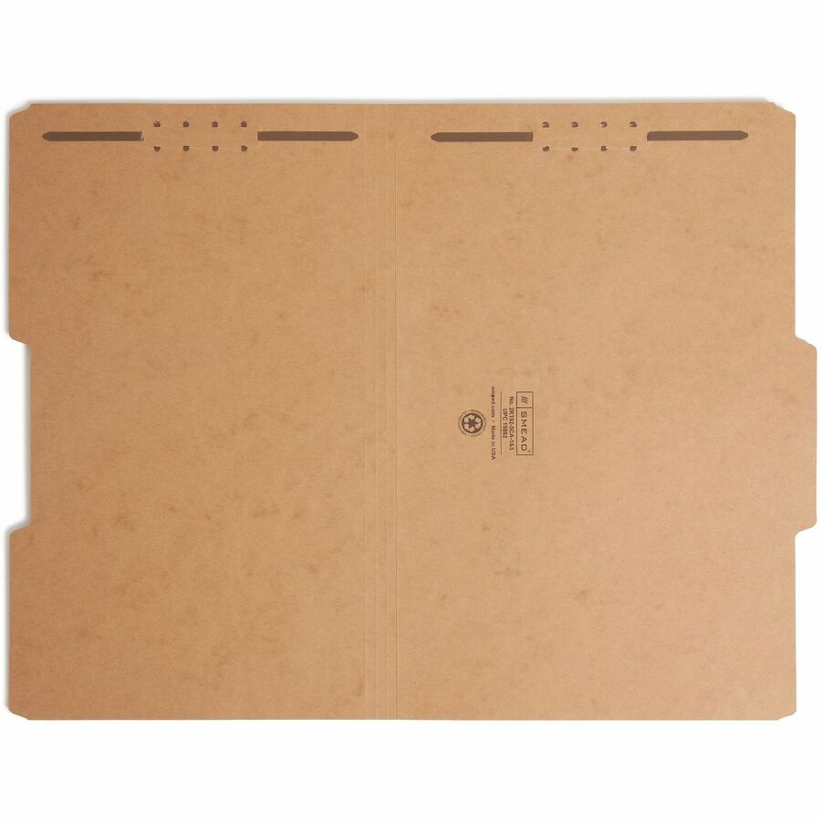 Smead Legal Size 2/5 Tab Cut Recycled Fastener Folders, 17 pt. Kraft, 3/4" Expansion, 2 Fasteners, Right Top Tab, Reinforced, Heavy Duty, 10% Recycled, 50/Box