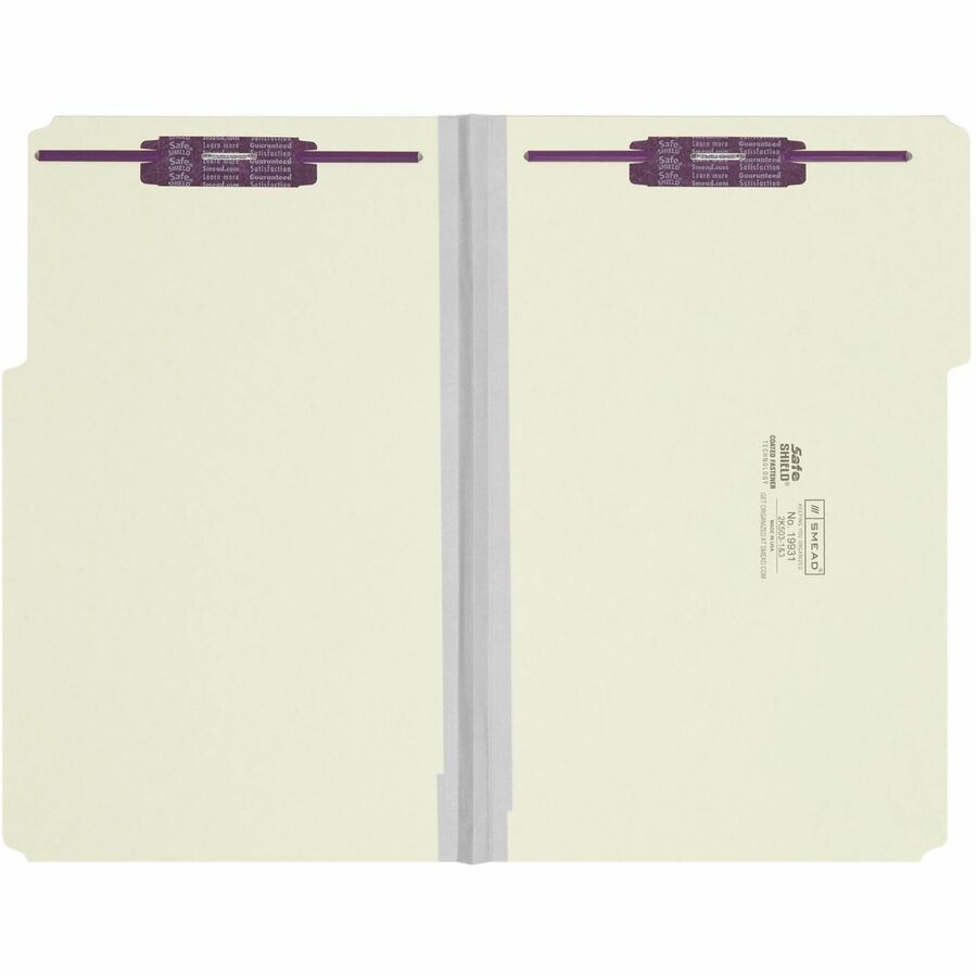 Smead 1/3 Tab Cut Legal Recycled Fastener Folder - 8 1/2" x 14" - 1" Expansion - 2 x 2S Fastener(s) - 2" for Folder - Top Tab Location - Assorted Tab Position - 25 pt. - Pressboard - Gray, Green - 100% Recycled - 25 / Box