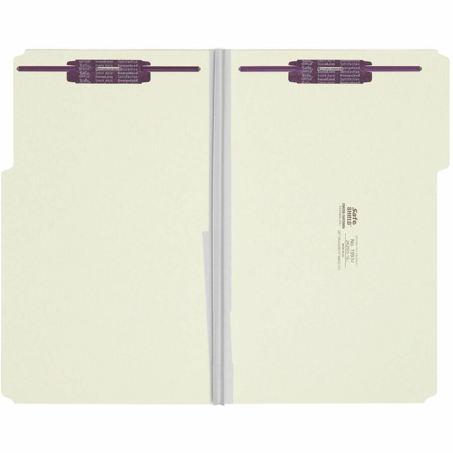 Smead 1/3 Tab Cut Legal Recycled Fastener Folder - 8 1/2" x 14" - 2" Expansion - 2 x 2S Fastener(s) - 2" for Folder - Top Tab Location - Assorted Tab Position - 25 pt. - Pressboard - Gray, Green - 100% Recycled - 25 / Box