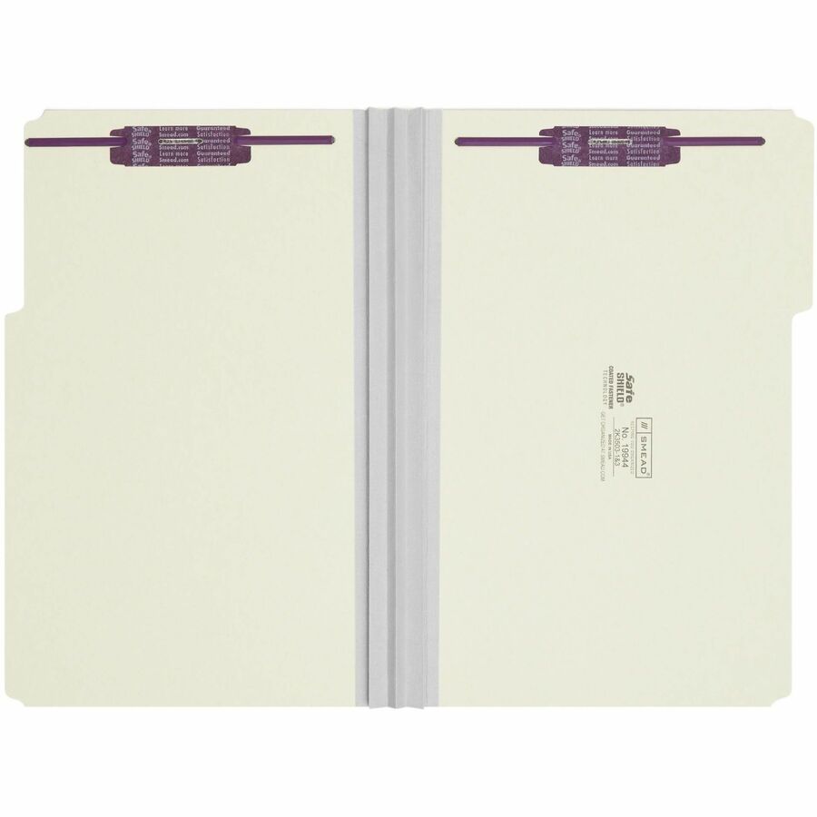 Smead 1/3 Tab Cut Legal Recycled Fastener Folder - 8 1/2" x 14" - 3" Expansion - 2 x 2S Fastener(s) - 2" for Folder - Top Tab Location - Assorted Tab Position - 25 pt. - Pressboard - Gray, Green - 100% Recycled - 25 / Box