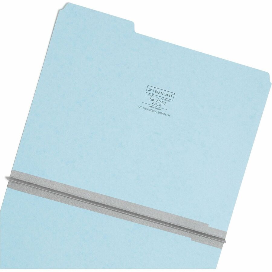 Smead Colored 1/3 Tab Cut Letter Recycled Top Tab File Folder - 8 1/2" x 11" - 1" Expansion - Top Tab Location - Assorted Tab Position - 25 pt. - Pressboard - Blue - Rounded Corner, Tear Resistant, Wear Resistant - 100% Recycled - 25 / Box