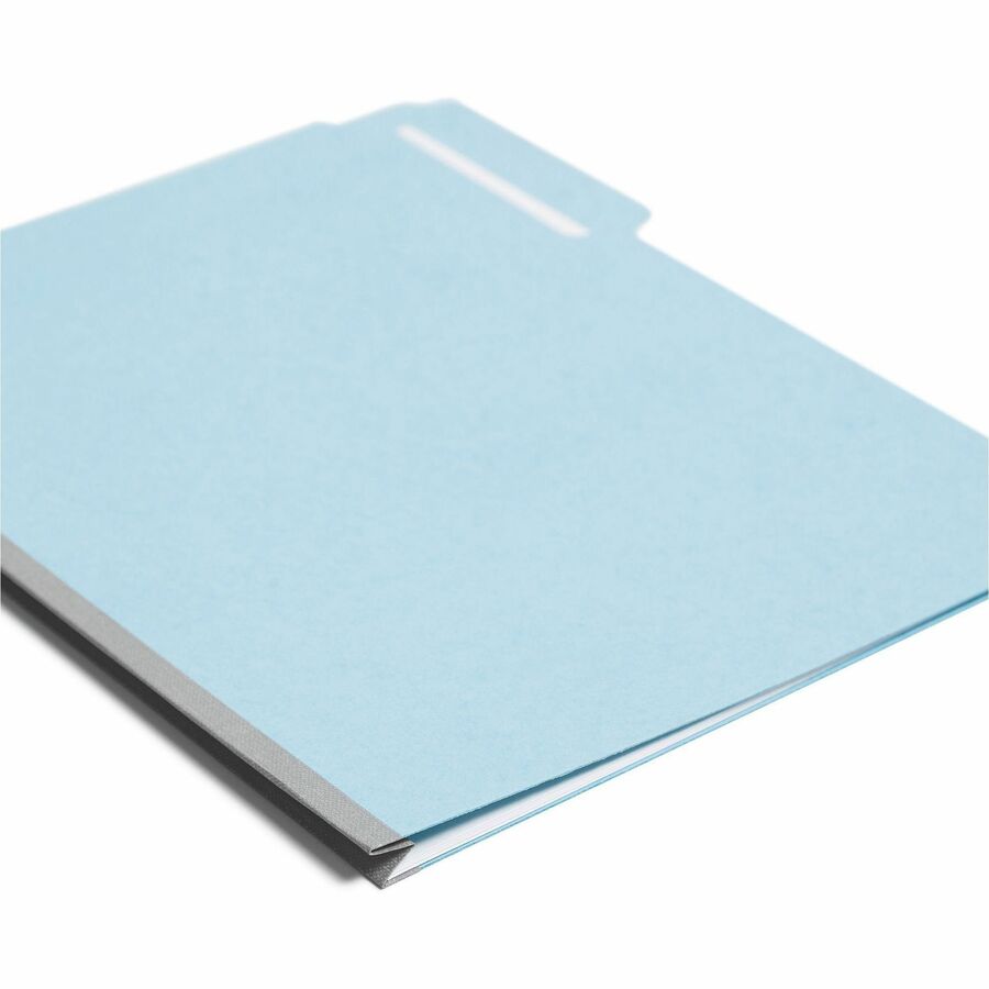 Smead Colored 1/3 Tab Cut Letter Recycled Top Tab File Folder - 8 1/2" x 11" - 1" Expansion - Top Tab Location - Assorted Tab Position - 25 pt. - Pressboard - Blue - Rounded Corner, Tear Resistant, Wear Resistant - 100% Recycled - 25 / Box