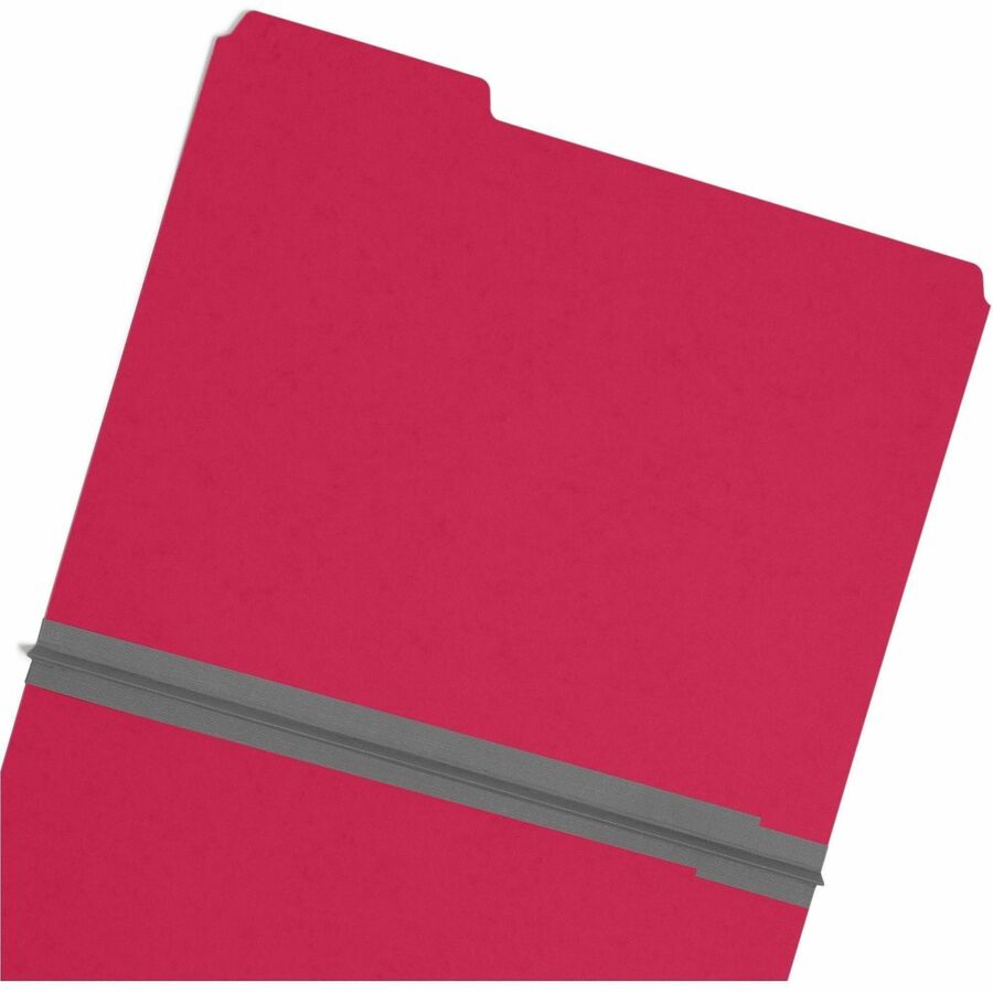Smead Colored 1/3 Tab Cut Letter Recycled Top Tab File Folder - 8 1/2" x 11" - 1" Expansion - Top Tab Location - Assorted Tab Position - 25 pt. - Pressboard - Bright Red - Rounded Corner, Tear Resistant, Wear Resistant - 100% Recycled - 25 / Box