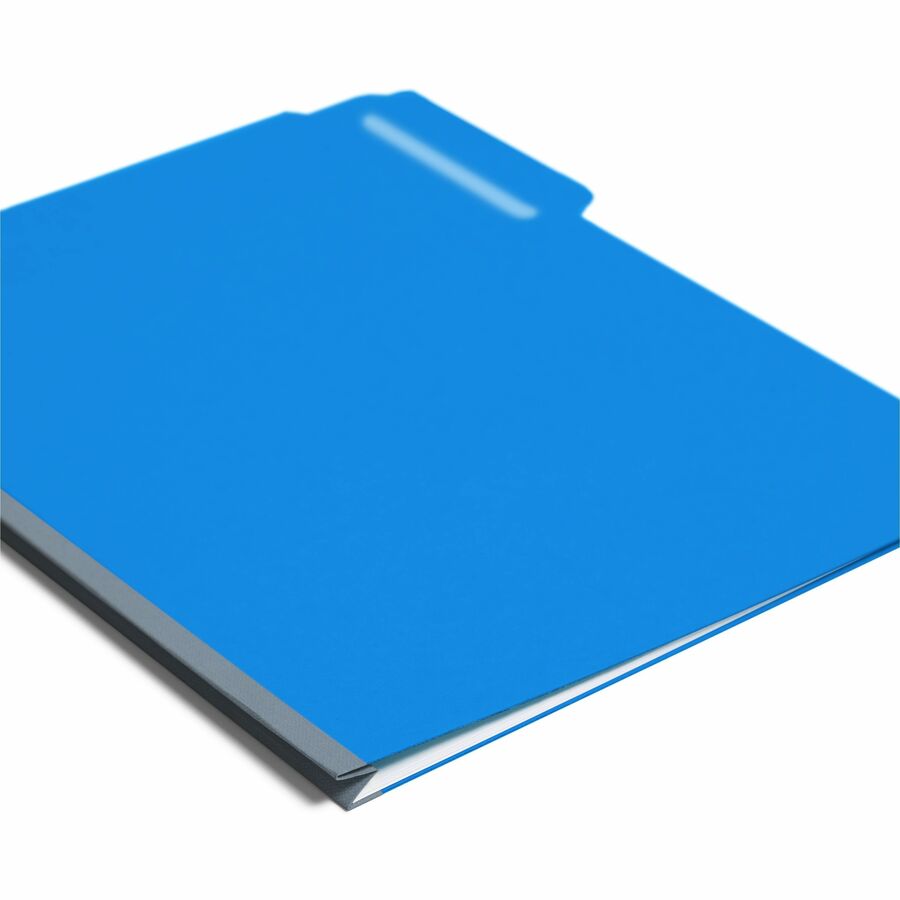 Smead Colored 1/3 Tab Cut Letter Recycled Top Tab File Folder - 8 1/2" x 11" - 1" Expansion - Top Tab Location - Assorted Tab Position - 25 pt. - Pressboard - Dark Blue - Rounded Corner, Tear Resistant, Wear Resistant - 100% Recycled - 25 / Box