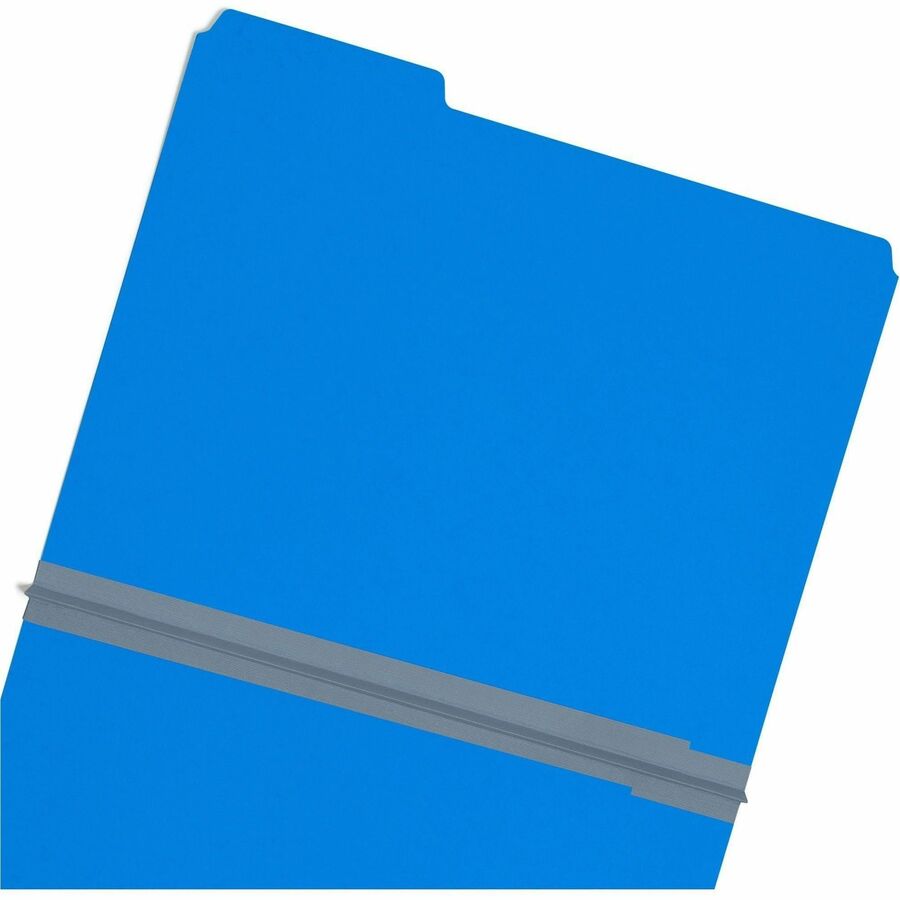 Smead Colored 1/3 Tab Cut Letter Recycled Top Tab File Folder - 8 1/2" x 11" - 1" Expansion - Top Tab Location - Assorted Tab Position - 25 pt. - Pressboard - Dark Blue - Rounded Corner, Tear Resistant, Wear Resistant - 100% Recycled - 25 / Box