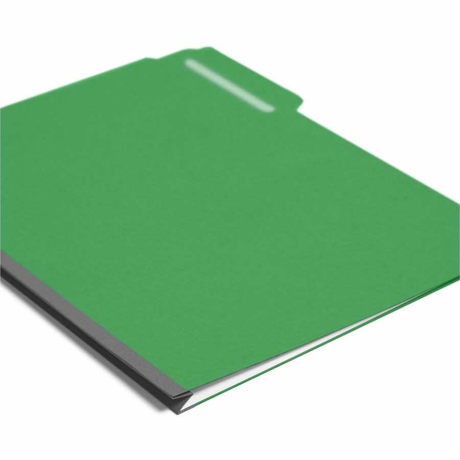 Smead Colored 1/3 Tab Cut Letter Recycled Top Tab File Folder - 8 1/2" x 11" - 1" Expansion - Top Tab Location - Assorted Tab Position - 25 pt. - Pressboard - Green - Tear Resistant, Wear Resistant - 100% Recycled - 25 / Box
