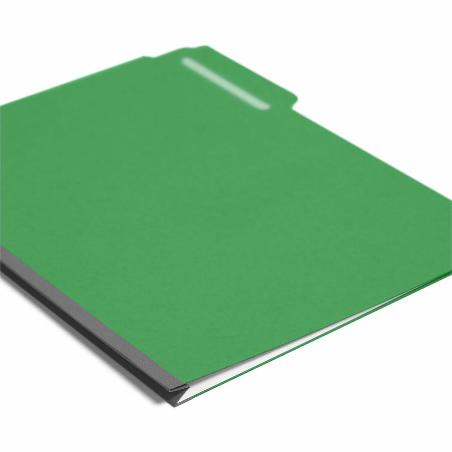 Smead Colored 1/3 Tab Cut Letter Recycled Top Tab File Folder - 8 1/2" x 11" - 1" Expansion - Top Tab Location - Assorted Tab Position - 25 pt. - Pressboard - Green - Tear Resistant, Wear Resistant - 100% Recycled - 25 / Box
