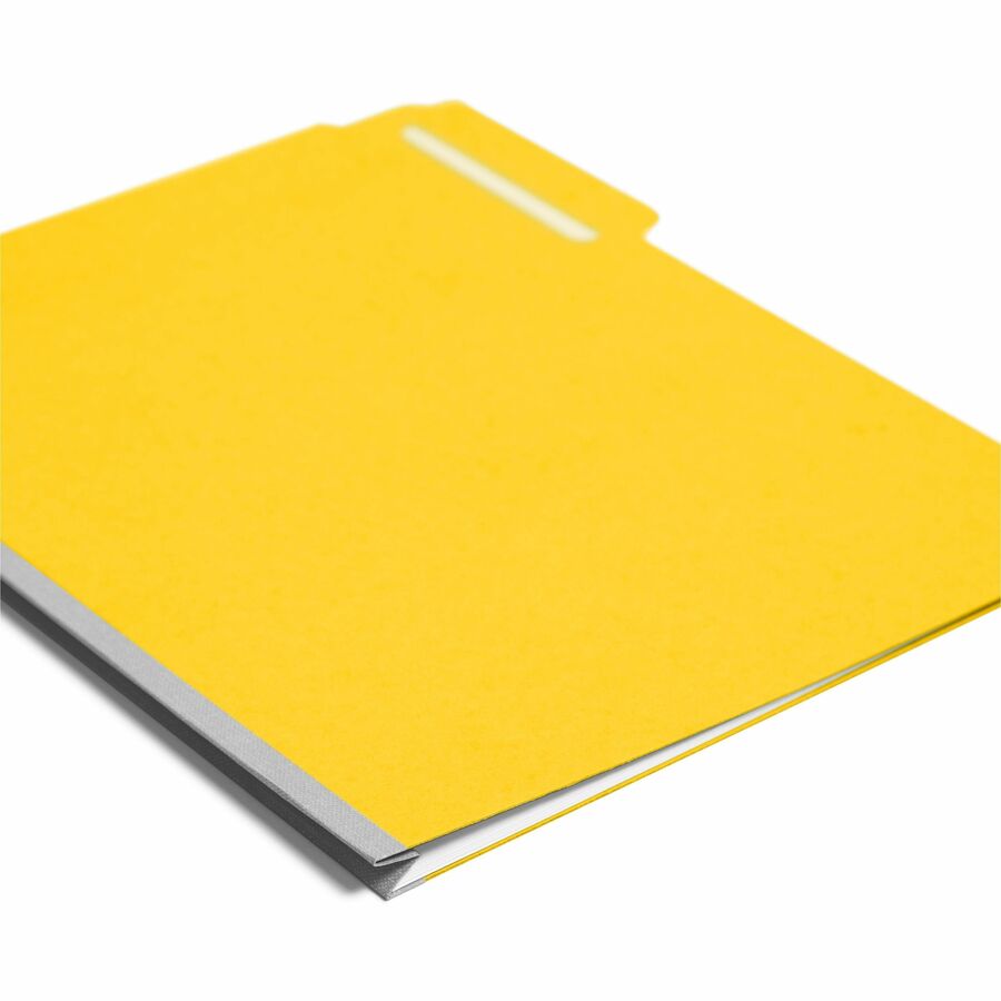 Smead Colored 1/3 Tab Cut Letter Recycled Top Tab File Folder - 8 1/2" x 11" - 1" Expansion - Top Tab Location - Assorted Tab Position - 25 pt. - Pressboard - Yellow - Rounded Corner, Wear Resistant, Tear Resistant - 100% Recycled - 25 / Box