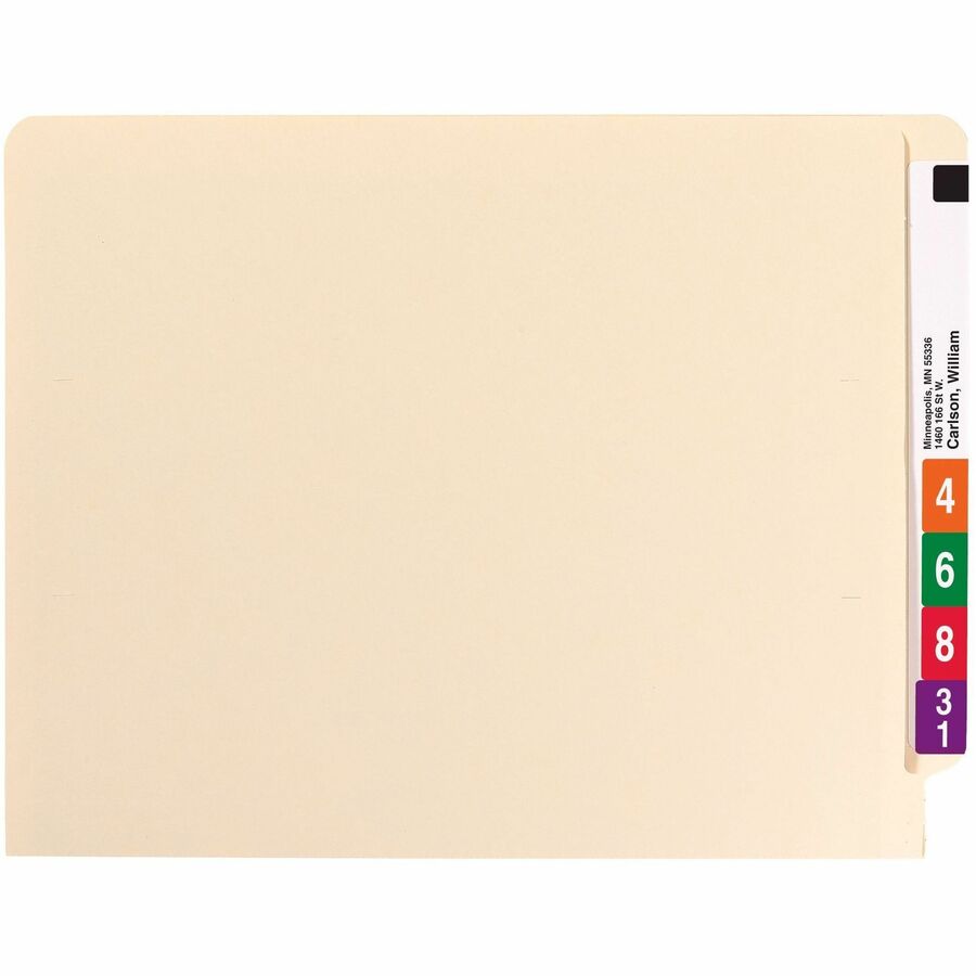Smead Straight Tab Cut Letter Recycled End Tab File Folder - 8 1/2" x 11" - 3/4" Expansion - 11 pt. - 2 Plys - Manila - Durable - 10% Recycled - 100 / Box