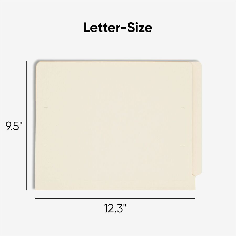 Smead Shelf-Master Straight Tab Cut Letter Recycled End Tab File Folder - 8 1/2" x 11" - 3/4" Expansion - 11 pt. - 2 Plys - Manila - Reinforced Tab, Embossed - 10% Recycled - 100 / Box