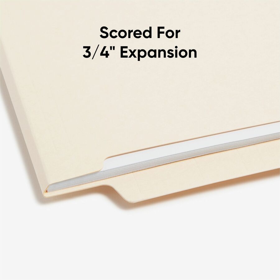 Smead Shelf-Master Straight Tab Cut Letter Recycled End Tab File Folder - 8 1/2" x 11" - 3/4" Expansion - 11 pt. - 2 Plys - Manila - Reinforced Tab, Embossed - 10% Recycled - 100 / Box