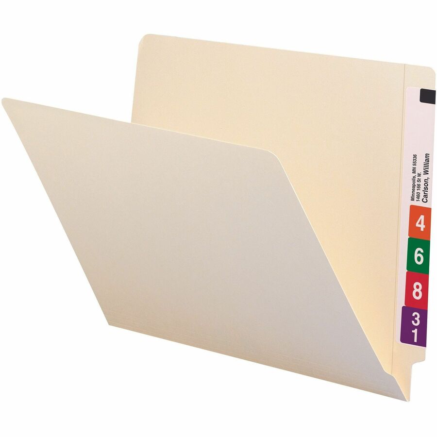 Smead Shelf-Master Straight Tab Cut Letter Recycled End Tab File Folder - 8 1/2" x 11" - 3/4" Expansion - 11 pt. - 2 Plys - Manila - Reinforced Tab, Embossed - 10% Recycled - 100 / Box