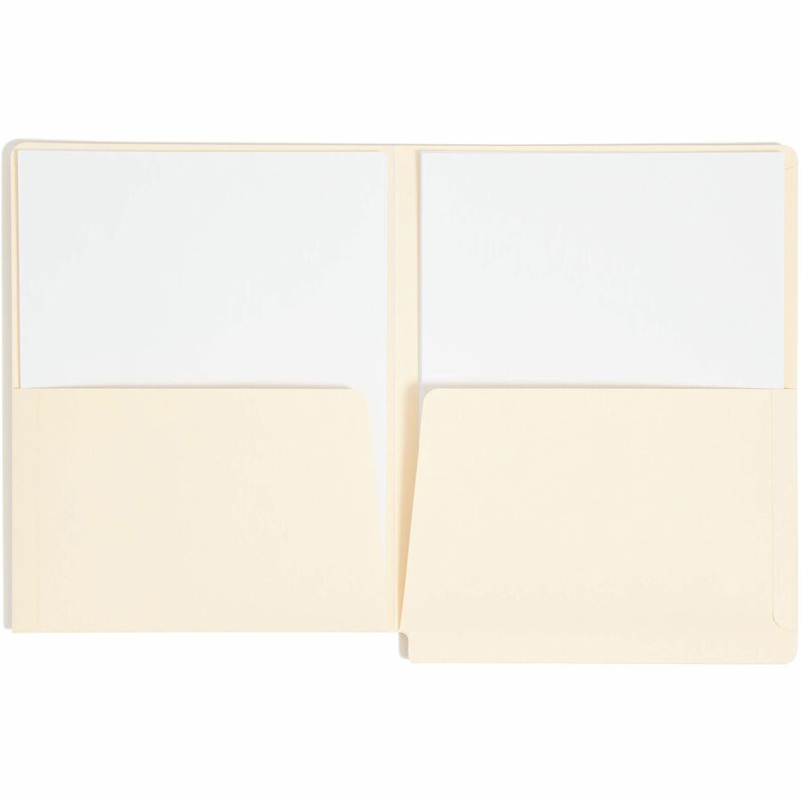 Smead Straight Tab Cut Letter Recycled File Pocket - 8 1/2" x 11" - 2 Pocket(s) - 11 pt. - 2 Plys - Manila - Heavyweight Cover, Embossed - 10% Recycled - 25 / Box