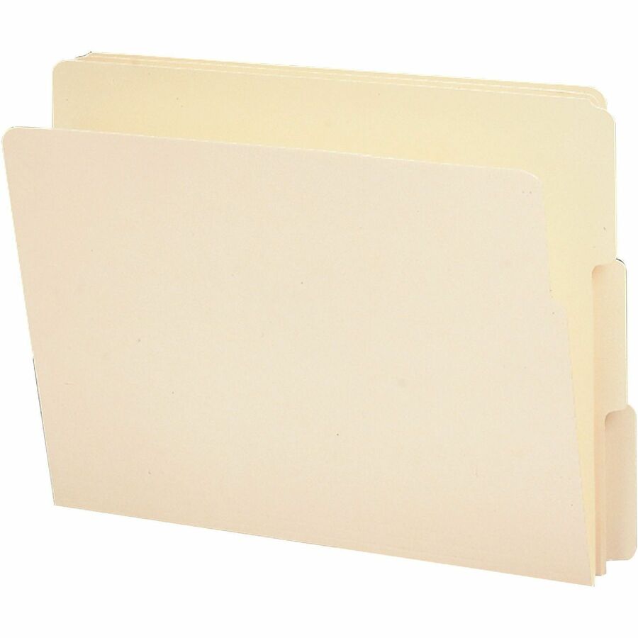 Smead Shelf-Master 1/3 Tab Cut Letter Recycled End Tab File Folder - 8 1/2" x 11" - 3/4" Expansion - End Tab Location - Assorted Tab Position - 11 pt. - 2 Plys - Manila - Reinforced Tab, Embossed - 10% Recycled - 100 / Box