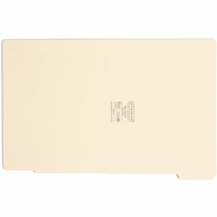 Smead Shelf-Master 1/3 Tab Cut Letter Recycled End Tab File Folder - 8 1/2" x 11" - 3/4" Expansion - End Tab Location - Assorted Tab Position - 11 pt. - 2 Plys - Manila - Reinforced Tab, Embossed - 10% Recycled - 100 / Box