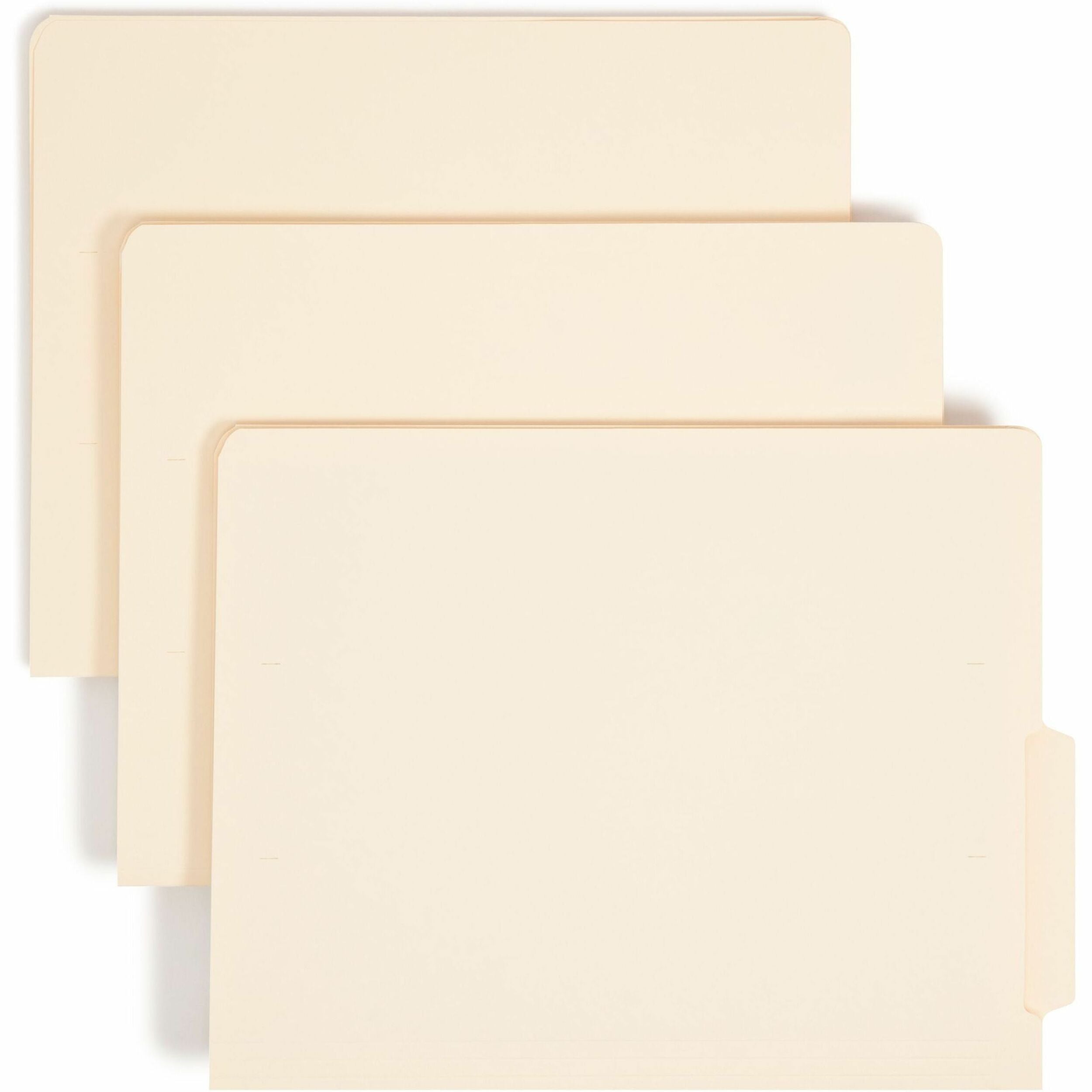 Smead Shelf-Master 1/3 Tab Cut Letter Recycled End Tab File Folder - 8 1/2" x 11" - 3/4" Expansion - End Tab Location - Bottom Tab Position - 11 pt. - 2 Plys - Manila - Reinforced Tab - 10% Recycled - 100 / Box