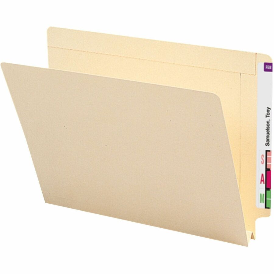 Smead Straight Tab Cut Letter Recycled End Tab File Folder - 8 1/2" x 11" - 1 1/2" Expansion - 14 pt. - 2 Plys - Manila - Reinforced, Embossed - 10% Recycled - 50 / Box
