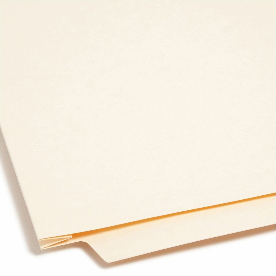 Smead Straight Tab Cut Letter Recycled End Tab File Folder - 8 1/2" x 11" - 1 1/2" Expansion - 14 pt. - 2 Plys - Manila - Reinforced, Embossed - 10% Recycled - 50 / Box